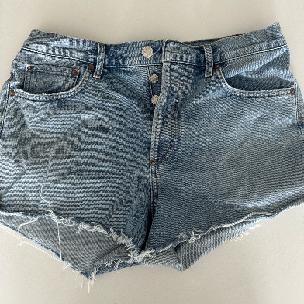 AGOLDE Parker Vintage Light Wash High Rise Cutoff Denim Shorts
